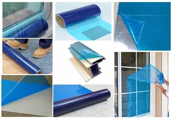 Harga yang bagus Blue Clear Transparent PE Anti Scrtach Surface Protection Film Untuk Jendela Dan Dinding Tirai Kaca on line